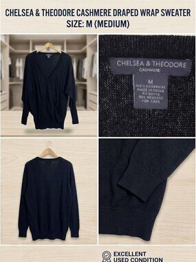 CHELSEA & THEODORE CASHMERE DRAPED WRAP SWEATER SIZE: M (MEDIUM)